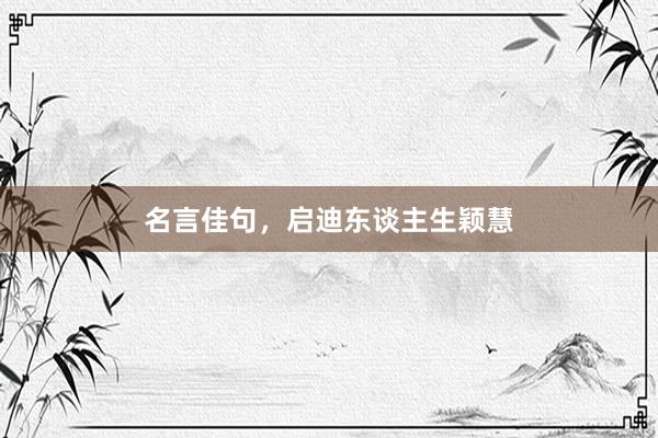名言佳句，启迪东谈主生颖慧